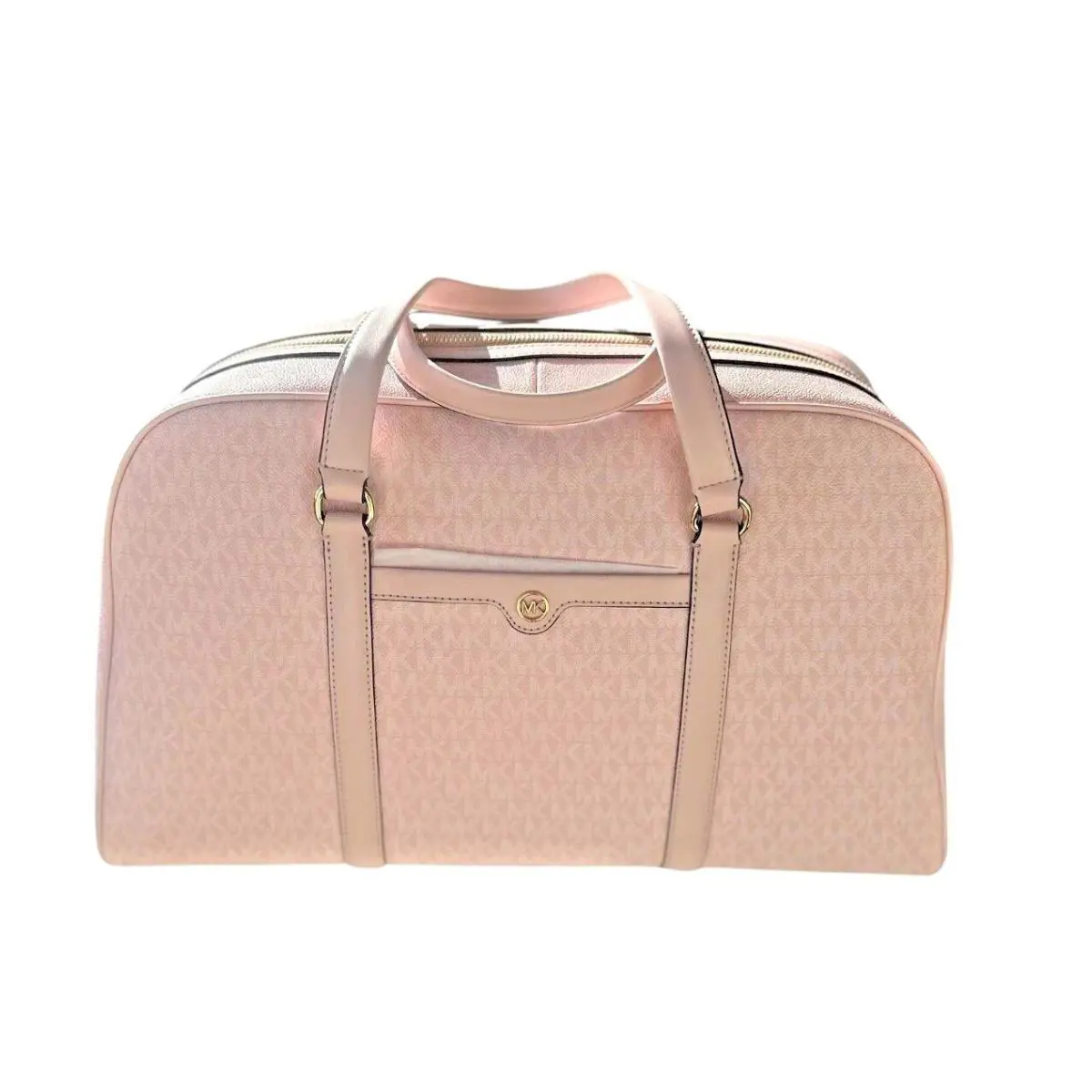 Michael Kors Travel Extra Large Powder Blush Pvc Top Zip Weekender Luggage Bag