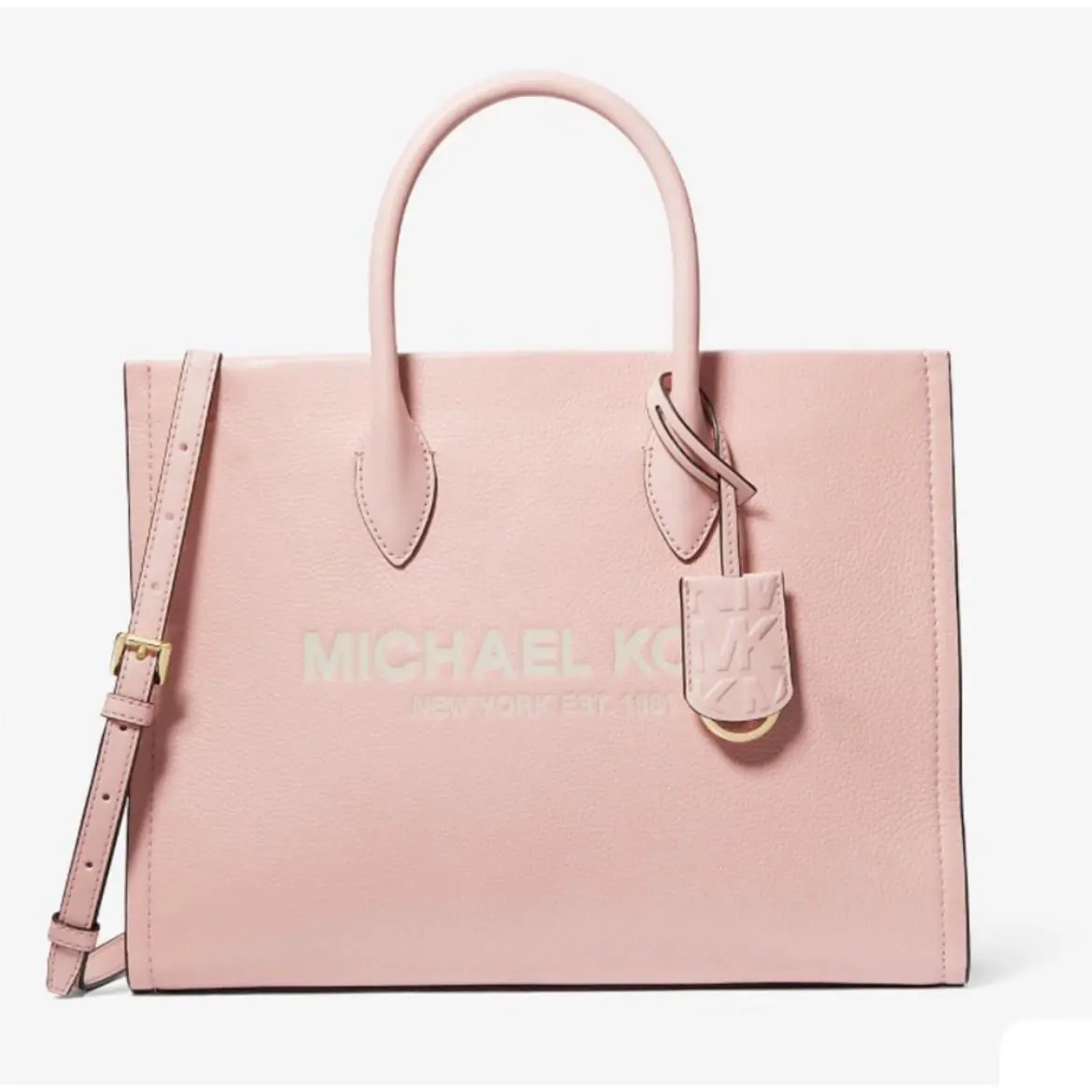 Michael Kors Mirella Pebble Leather Powder Pink Shoulder Tote Bag Purse …