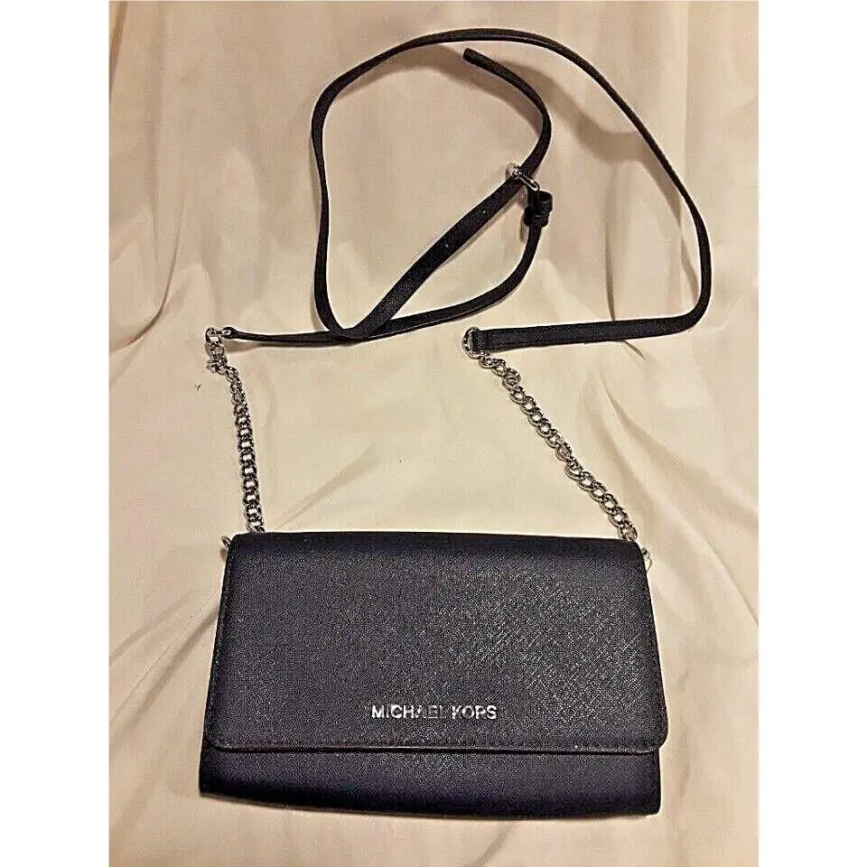 Michael Kors LG Phone Crossbody Saffiano Leather Navy Blue Jet Set Travel