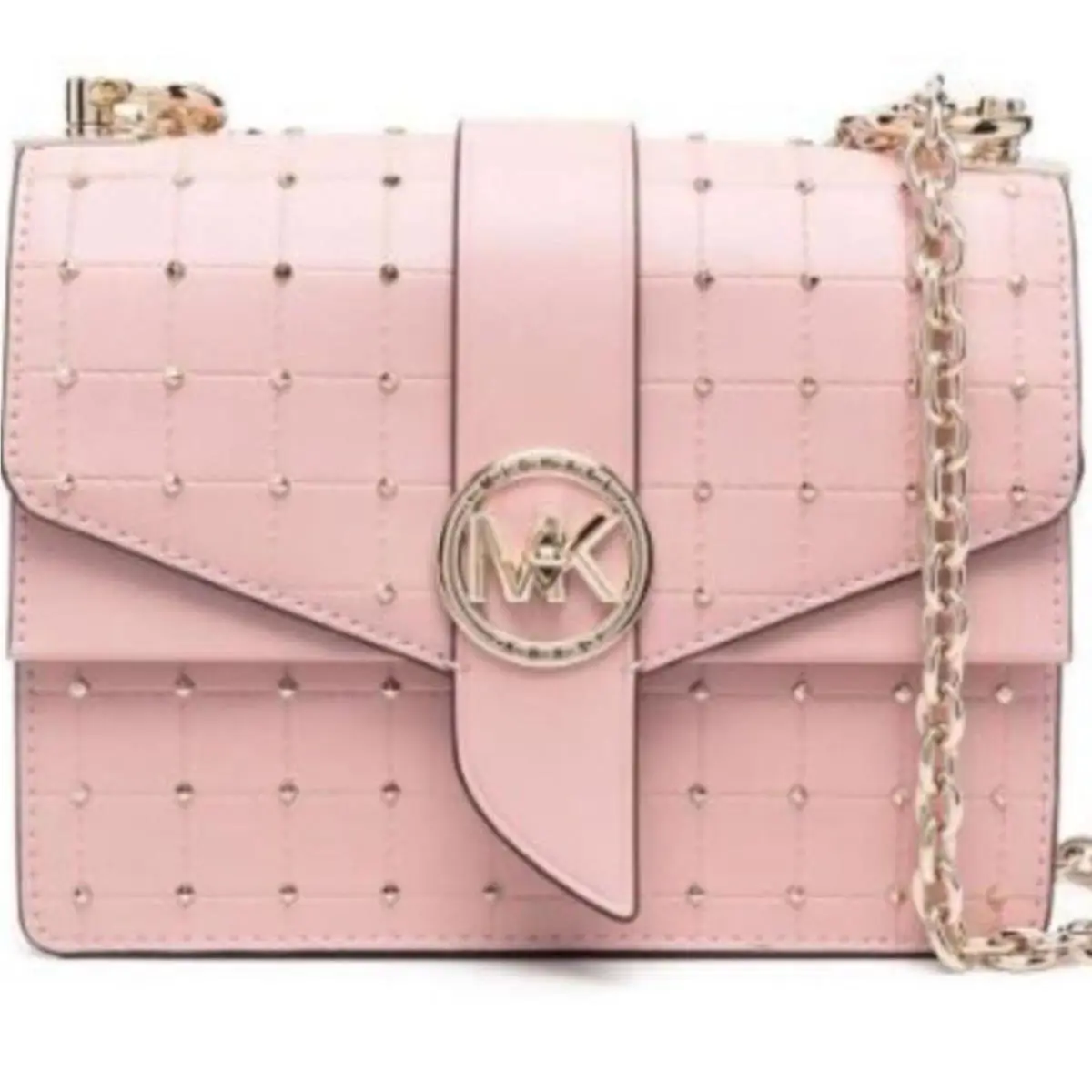 398 Michael Kors Pink Quilted Greenwich Small Studded Crossbody Bag