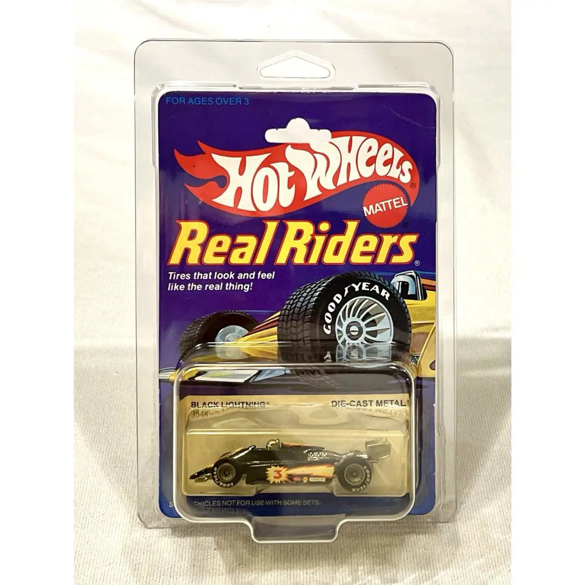 1980`s Hot Wheels Real Riders Black Lightning Turbo Streak w/ Grey Hubs Moc