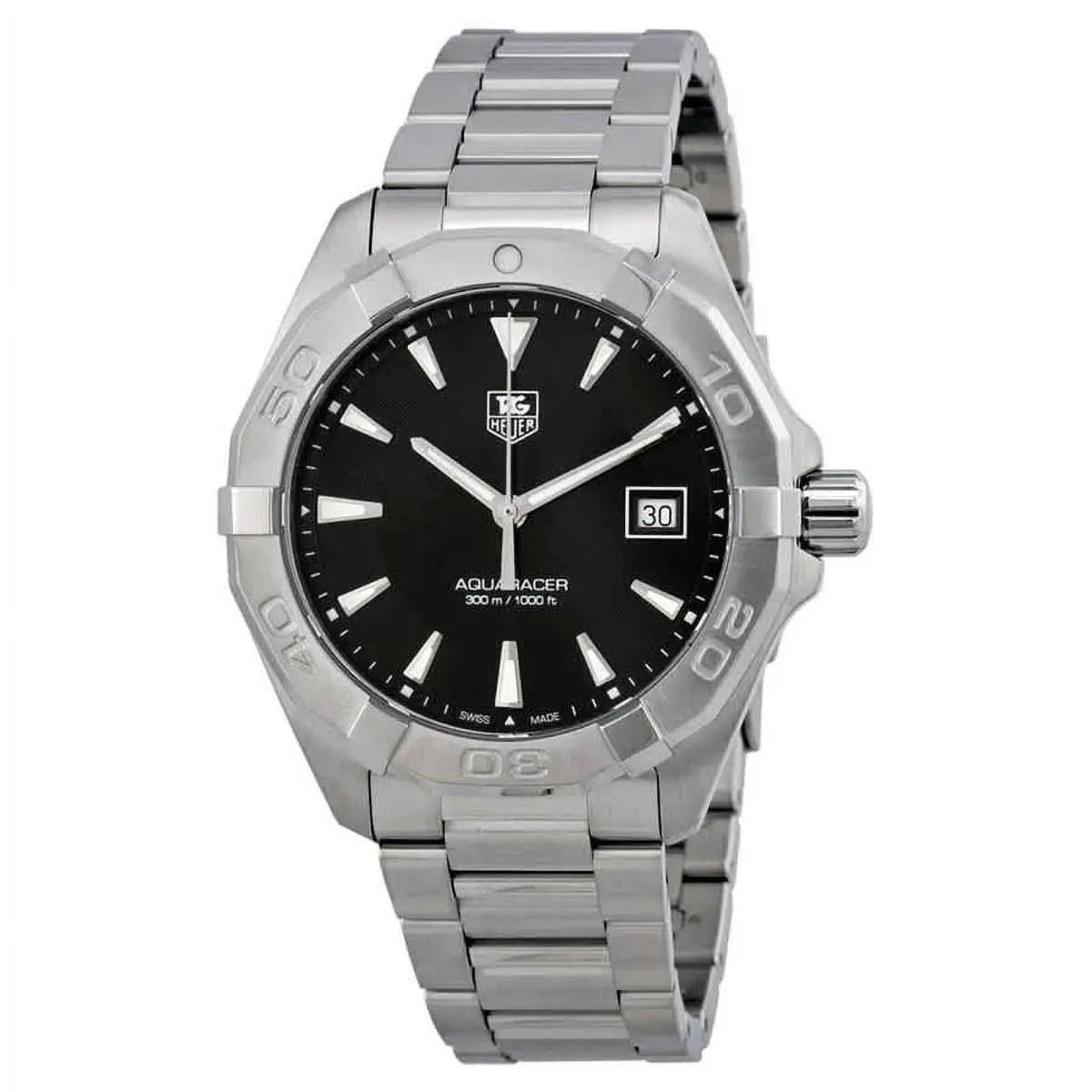 Aquaracer Black Dial Stainless Steel Men`s Watch WAY1110.BA0910 by Tag Heuer