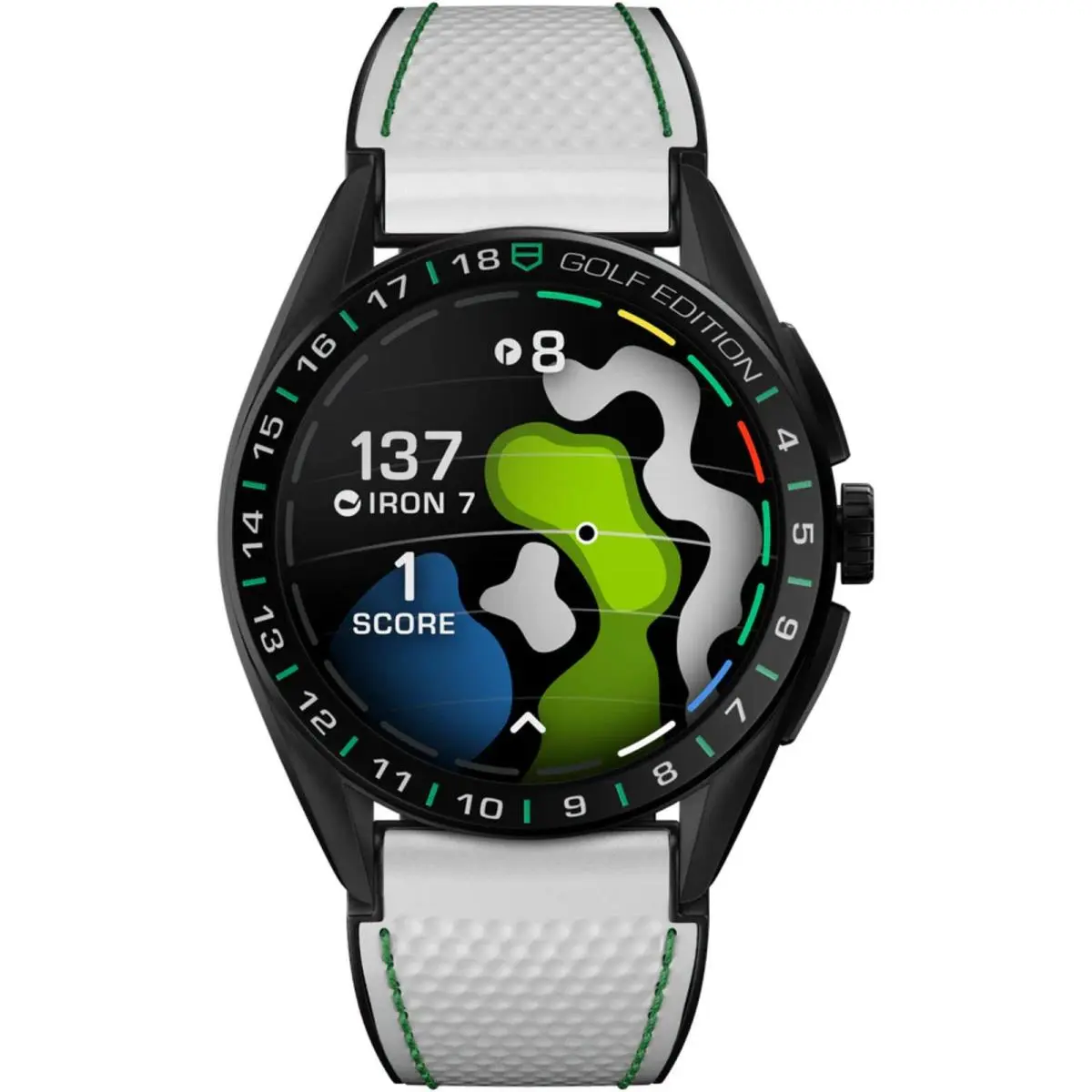 Tag Heuer Men`s Smart Watch Connected Golf Quartz Silicone Strap SBR8A81.EB0251