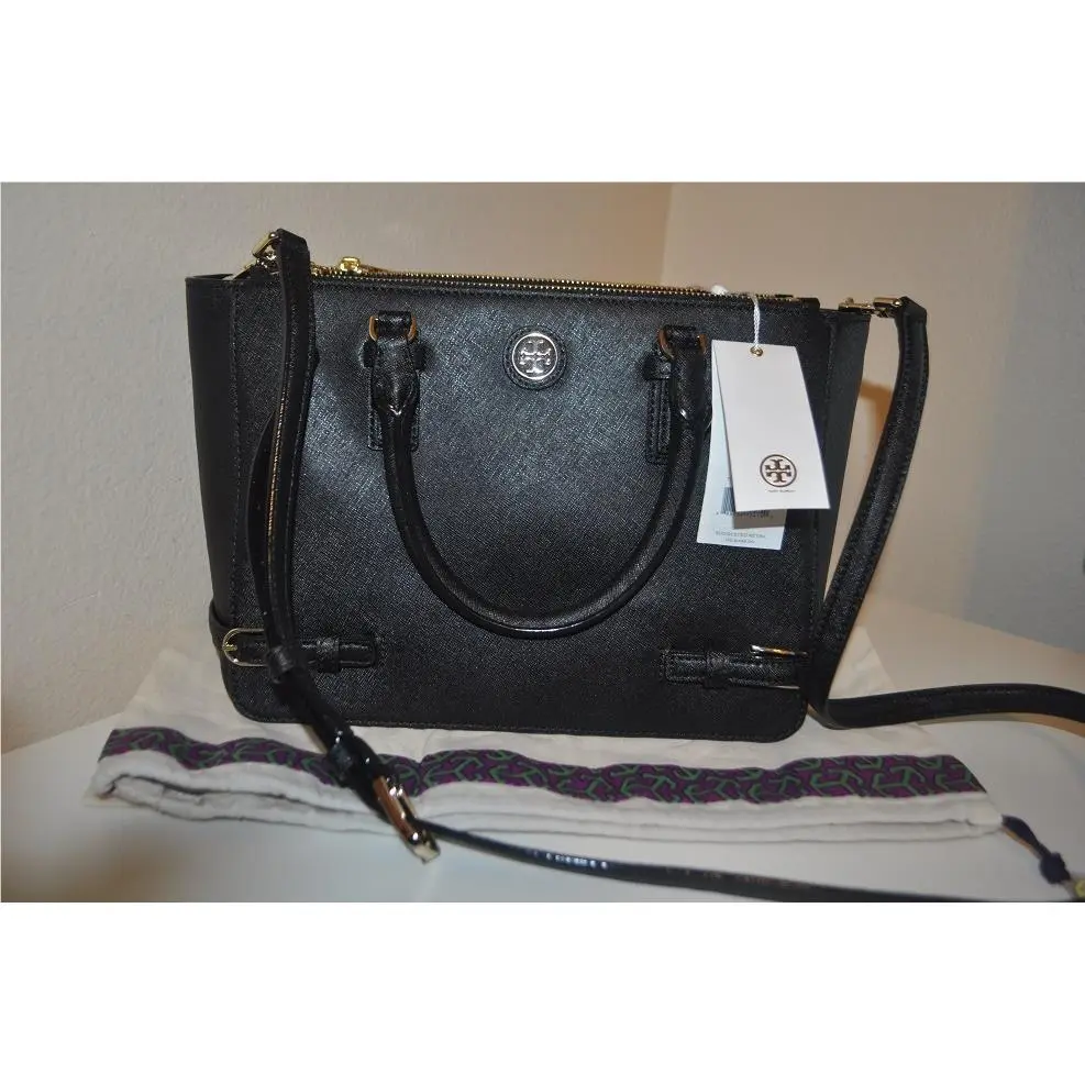 Tory Burch Robinson Multi Saffiano Double Zip Tote Crossbody Should Bag