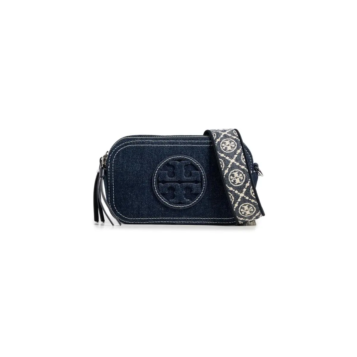 Tory Burch Women`s Miller Denim Mini Crossbody Bag Royal Navy Blue One Size