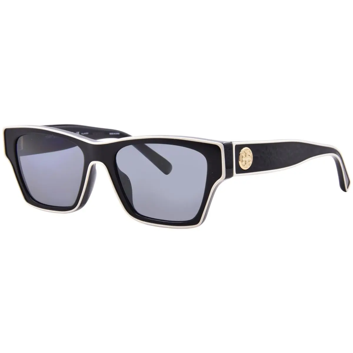 Tory Burch TY7207U 200481 Sunglasses Women`s Black/ivory/polarized Grey 53mm