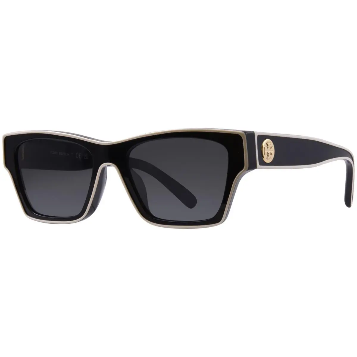 Tory Burch TY7207U 200487 Sunglasses Women`s Black/ivory/dark Grey Lenses 53mm