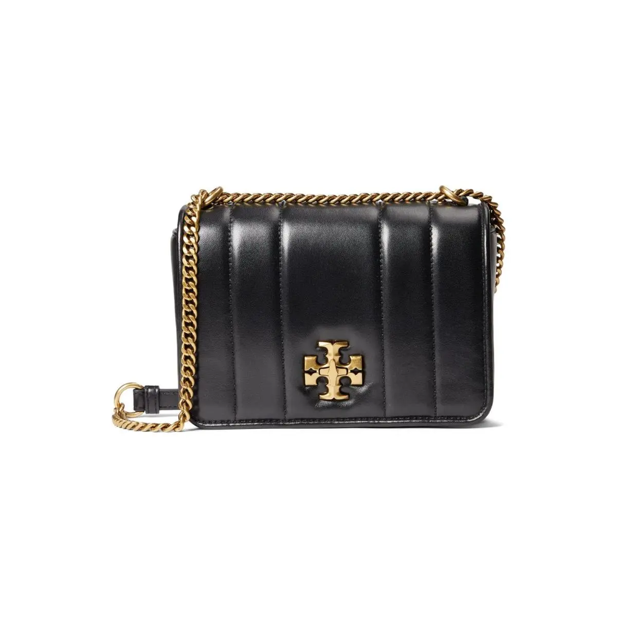 Tory Burch Kira Chain Quilt Shoulder Bag Black Gold