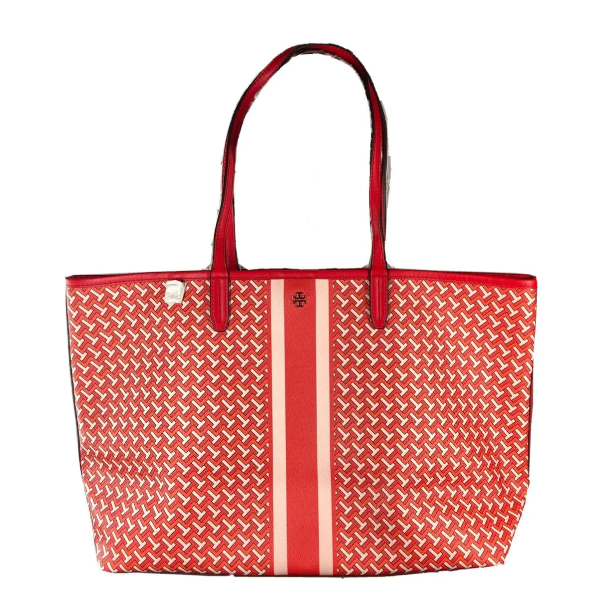 Tory Burch Tile T Link Tote Color Red Tzag Allover OS
