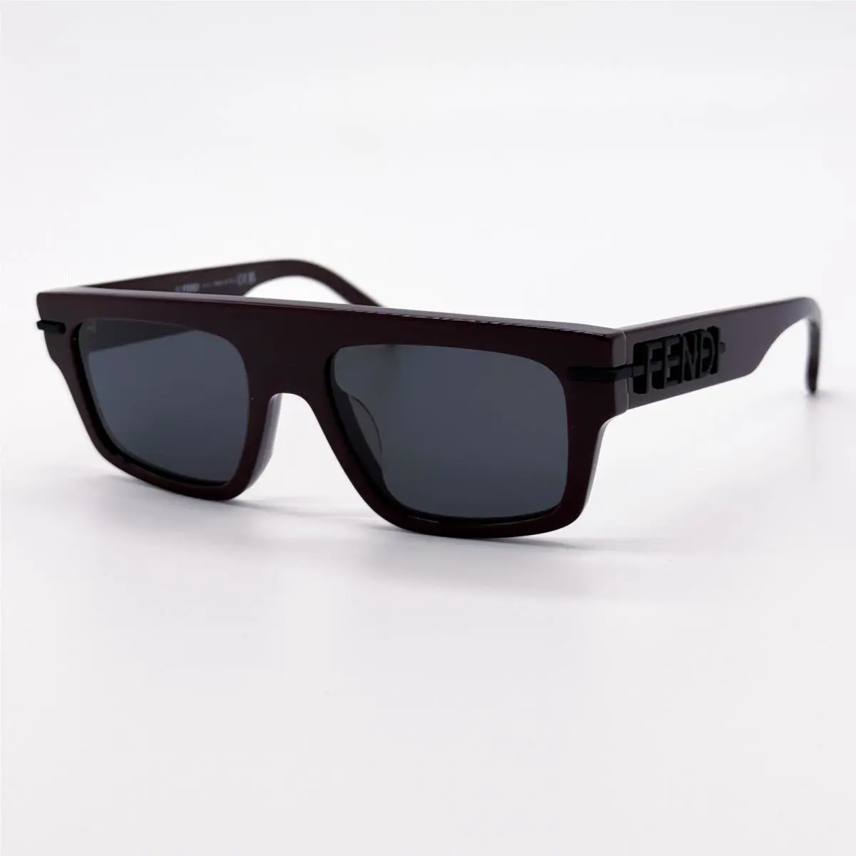 Fendi FE40091U 69A Bordeaux Grey Square Men Sunglasses Fendi