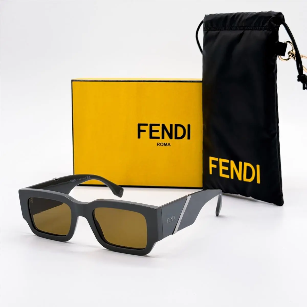 Fendi FE40131I 20E Square Brown Men Sunglasses Fendi