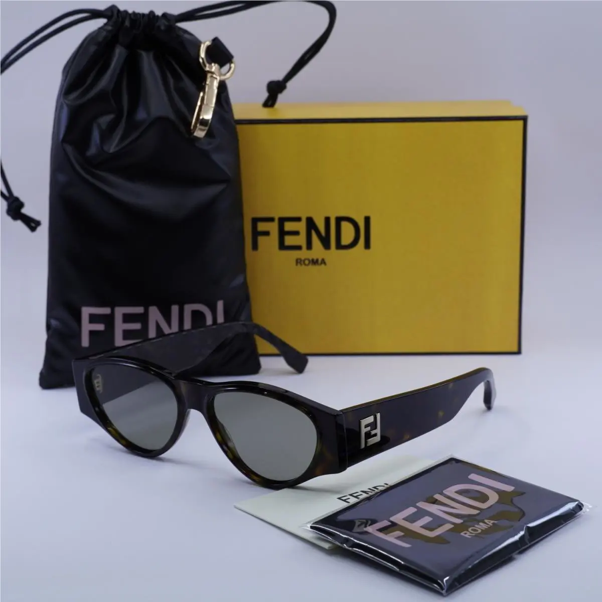 Fendi FE40158I 52E Dark Havana/brown 55-15-145 Sunglasses