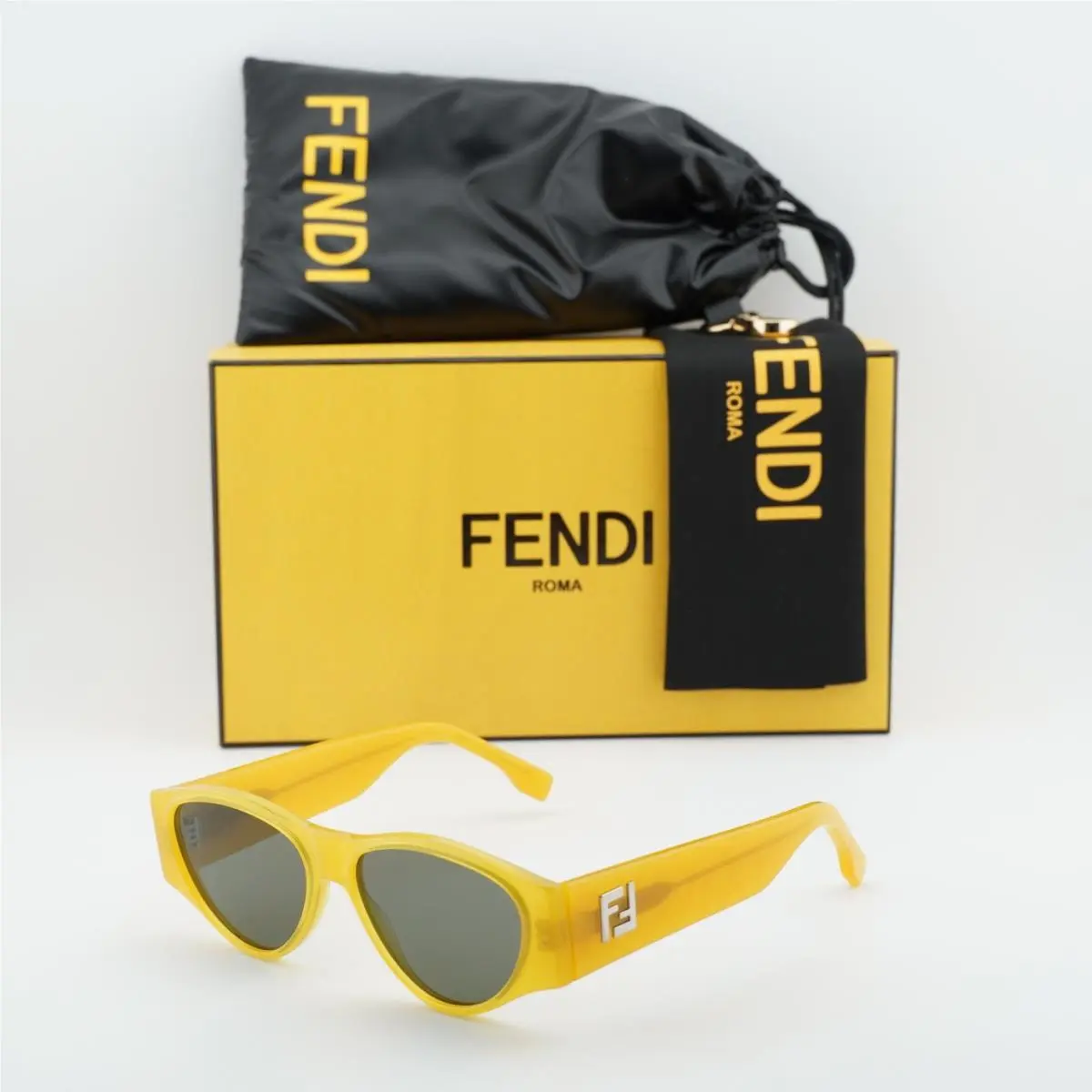 Fendi FE40158I 39N Shiny Yellow/green 55-15-145 Sunglasses