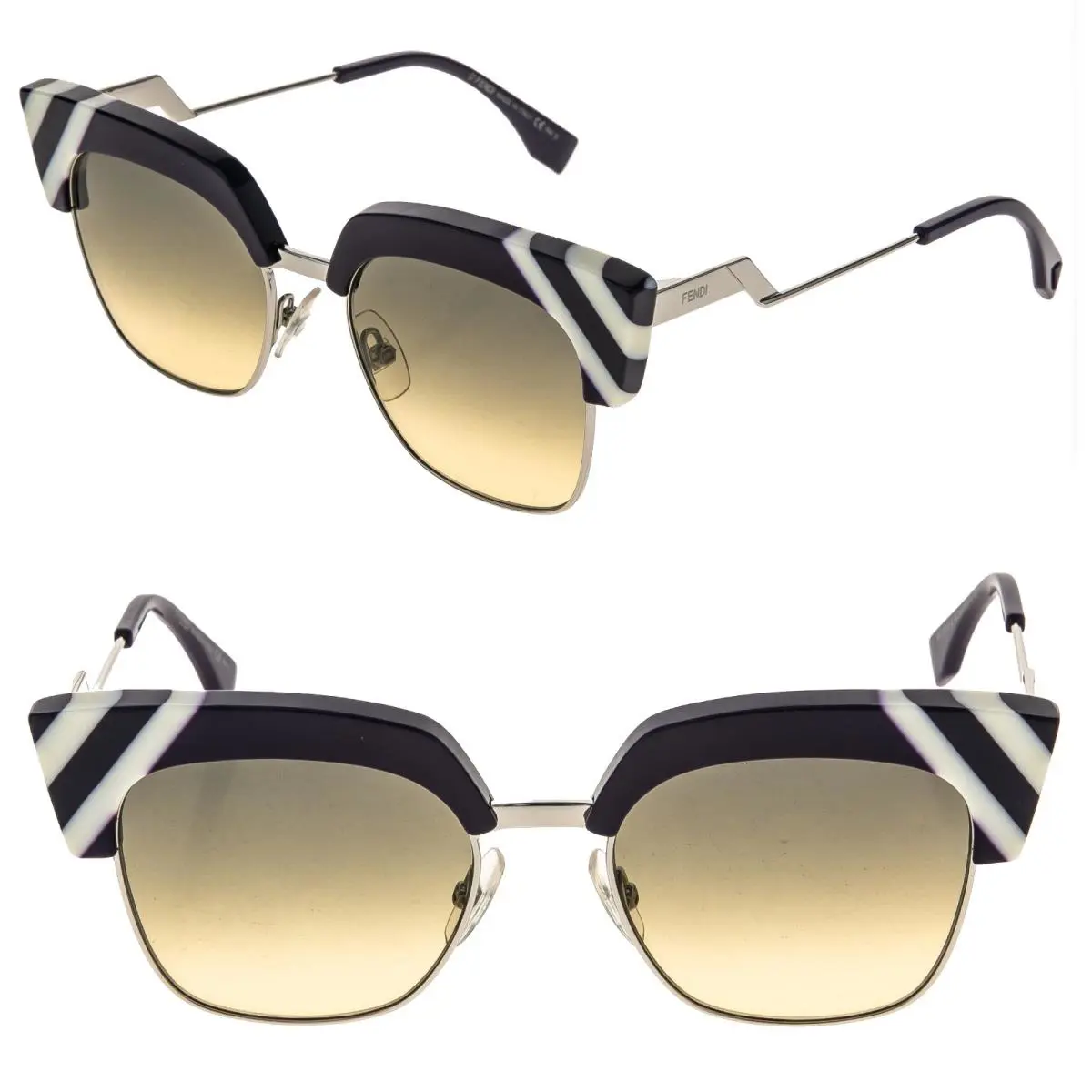 Fendi 0241 Waves FF0241S Violet Silver Stripe Fashion Sunglasses Cat Eye