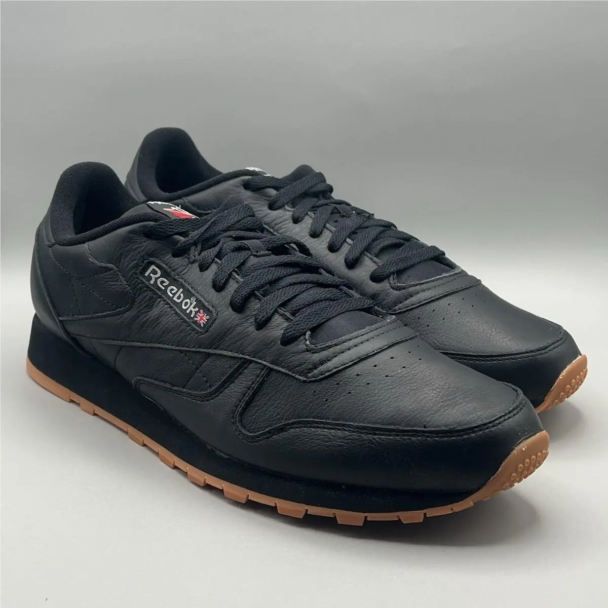 Reebok Classic Leather Black and Gum Retro Shoes - Men`s Size 15