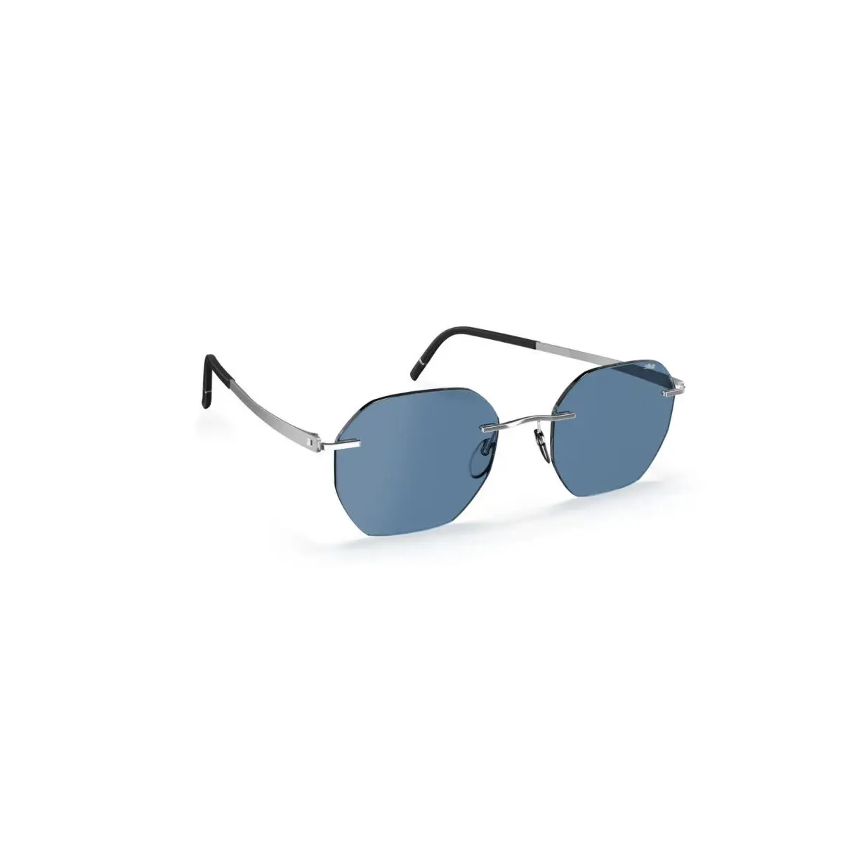 Silhouette Cabrillo Rimless 8748 Silver Night Blue/space Blue 7010 Sunglasses - Frame: Silver Night Blue, Lens: Space Blue
