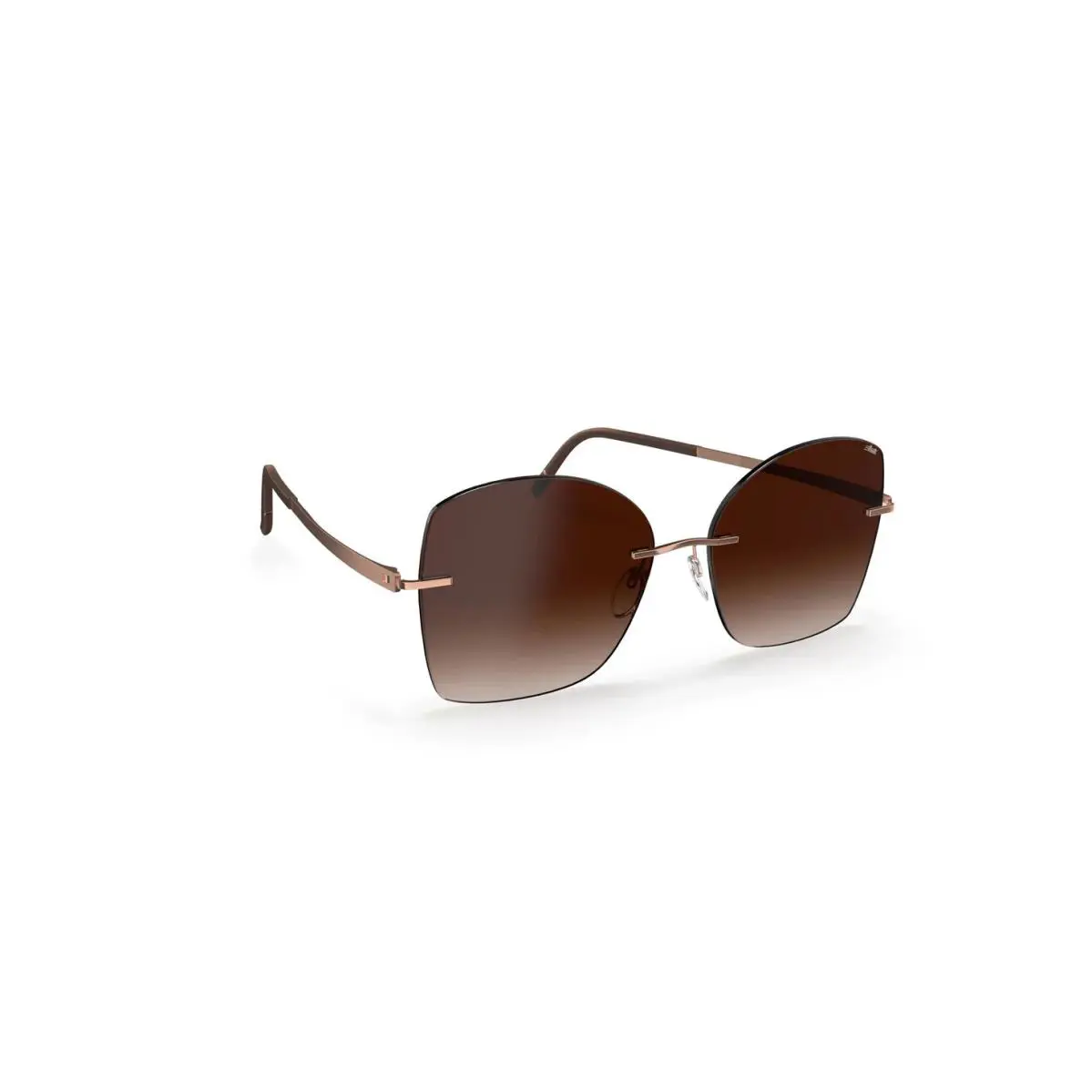 Terranea Rimless 8193 Rose Gold Brown/brown Gradient 3530 Sunglasses by Silhouette