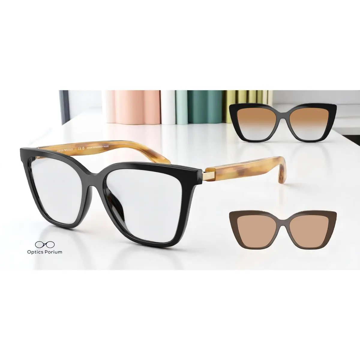 Emporio Armani EA4254U 62691W Shiny Black Clear 52 mm Women`s Sunglasses