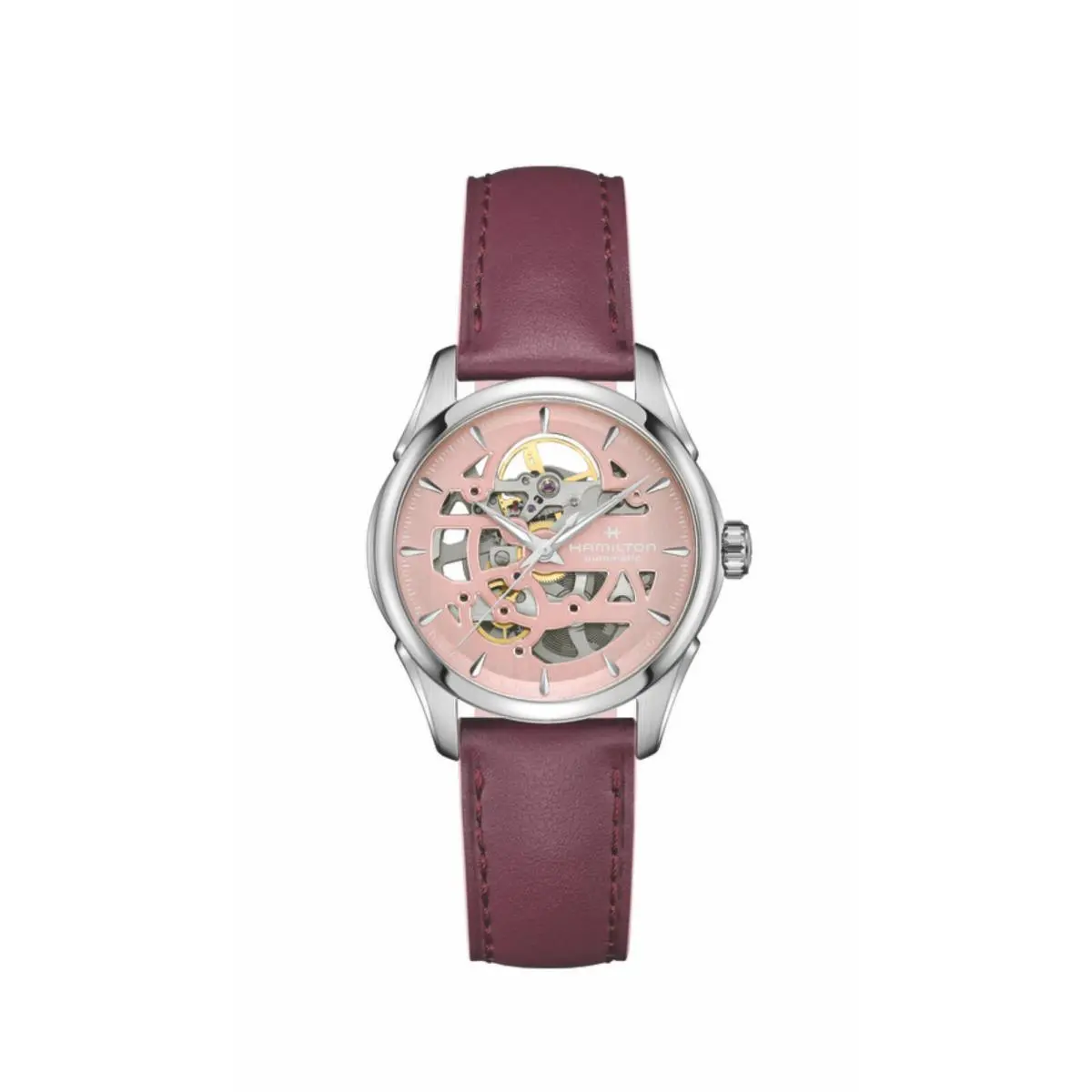 H32265870 Jazzmaster Skeleton Steel 36 mm Leather Auto Women`s Watch by Hamilton