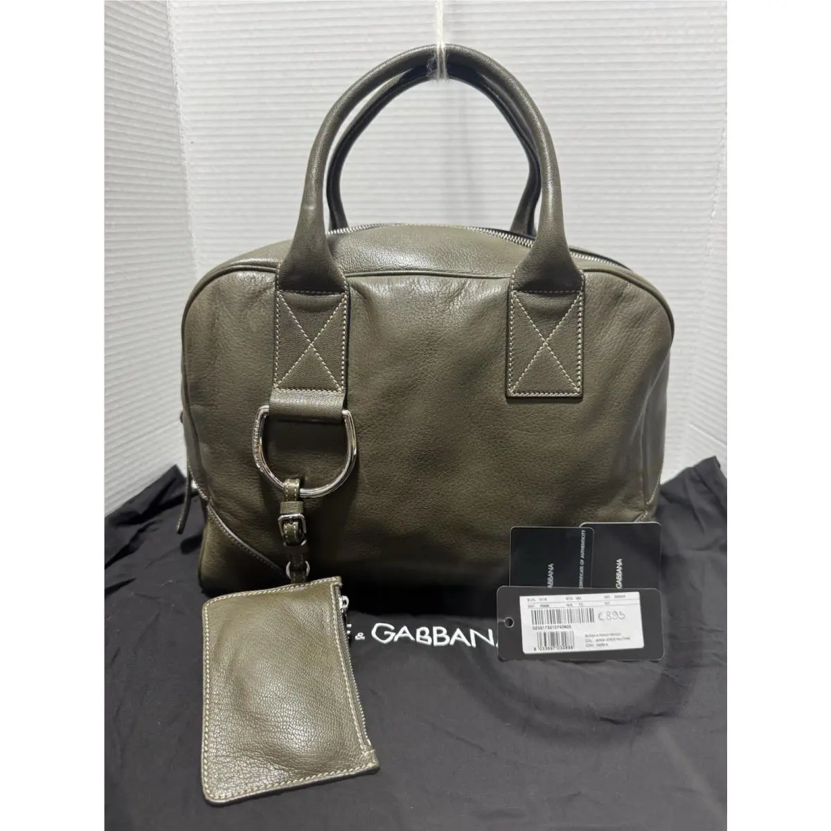Dolce Dolce & Gabbana Miss Ice Gabbana Miss Ice Medium Olive Green Leather Pouch Tote Bag Handbag