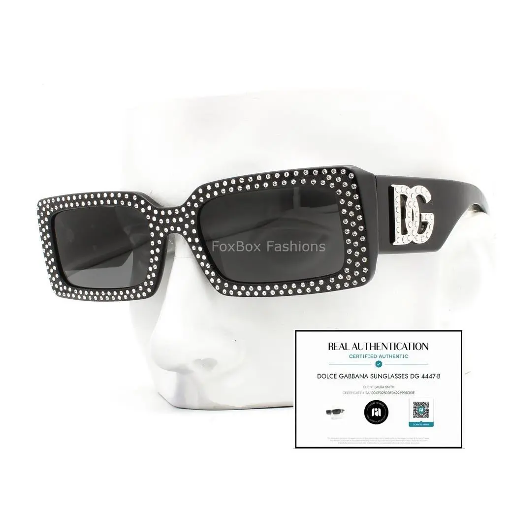 Dolce Gabbana Sunglasses DG 4447-B 501/87 Black Clear Swarovski Crystals W/case