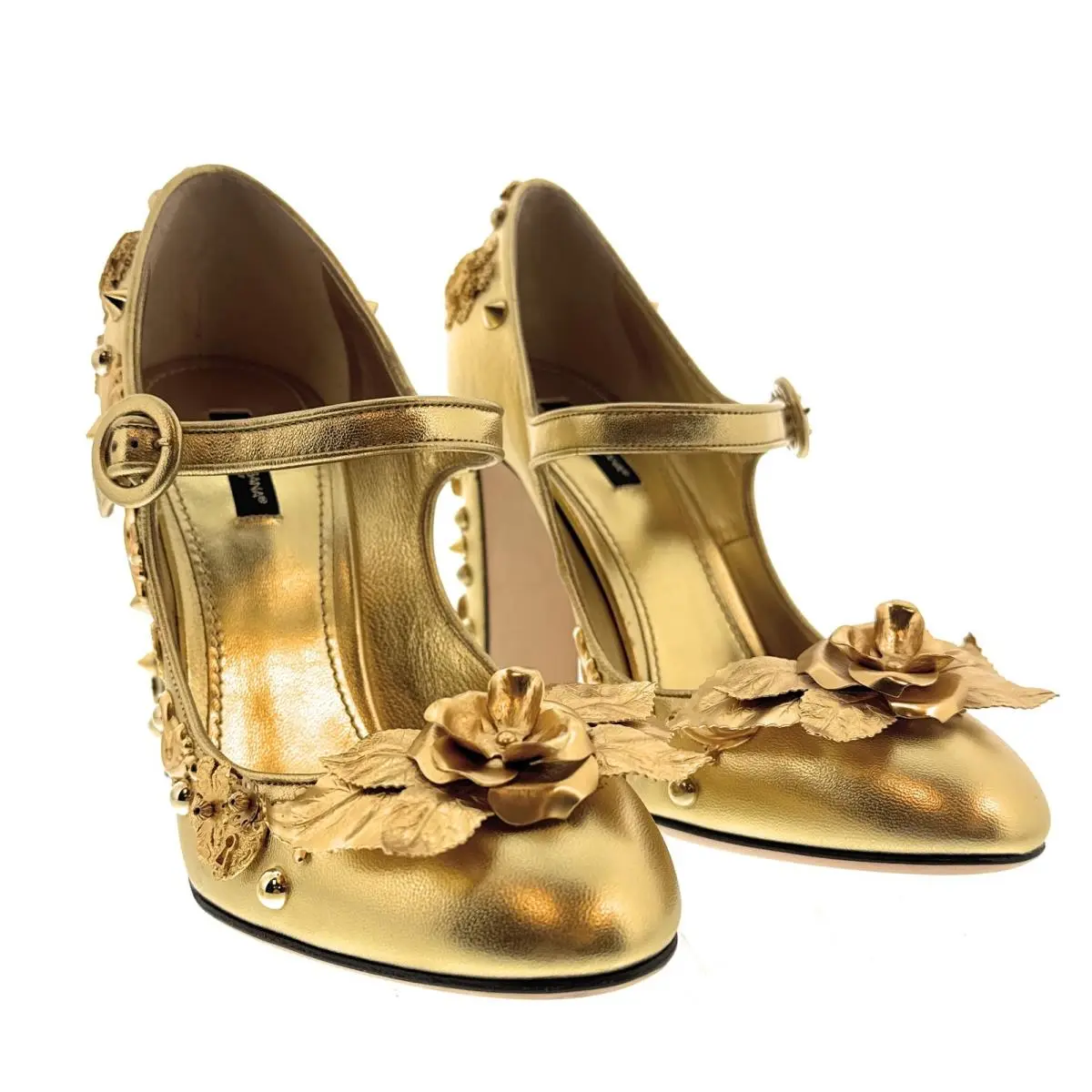 Dolce Gabbana Gold Gold Embellished Mary Jane Heels-EU40.5
