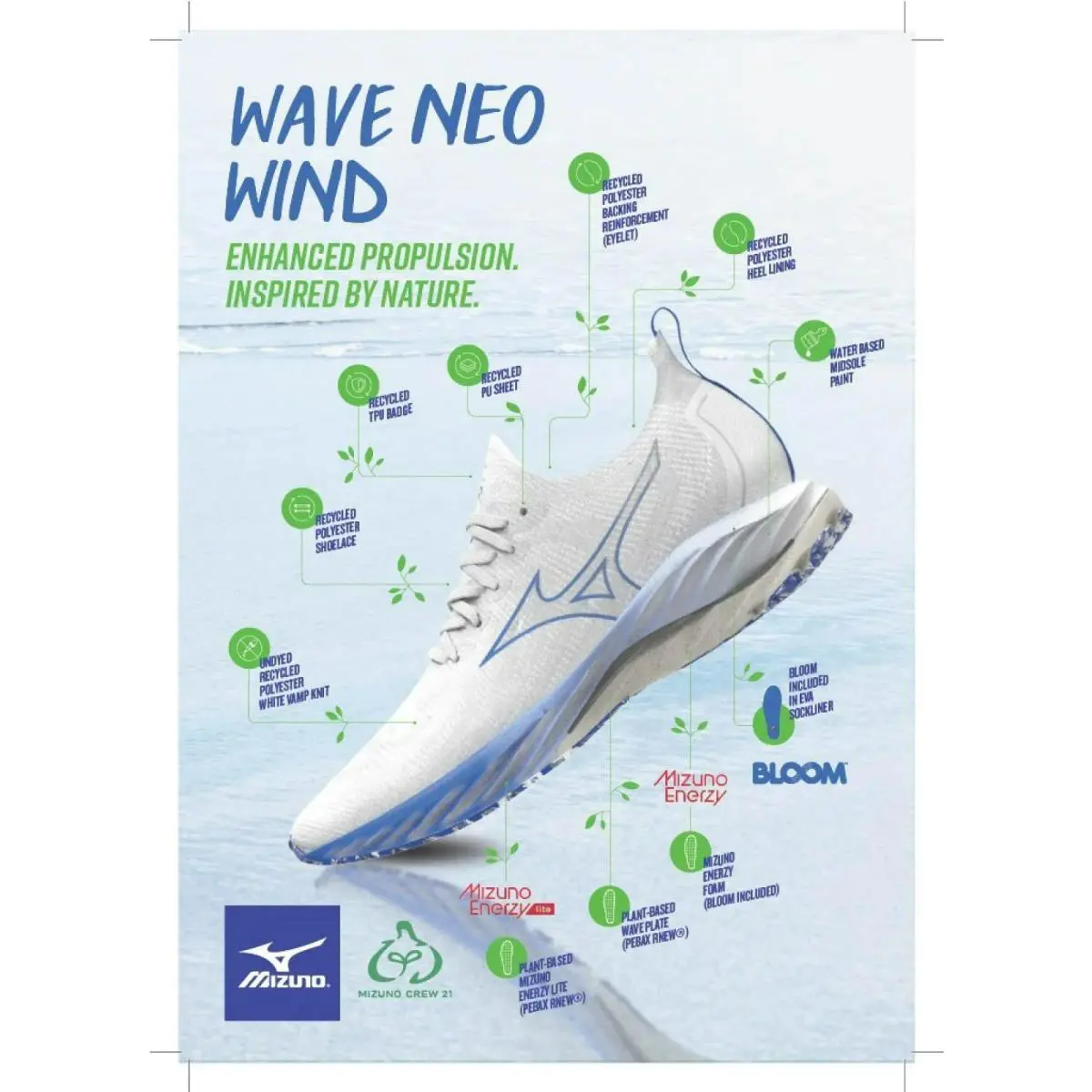Mizuno shoes - Mizuno Wave Neo Wind J1GD227821 - J1GD227821 - White / Blue 19