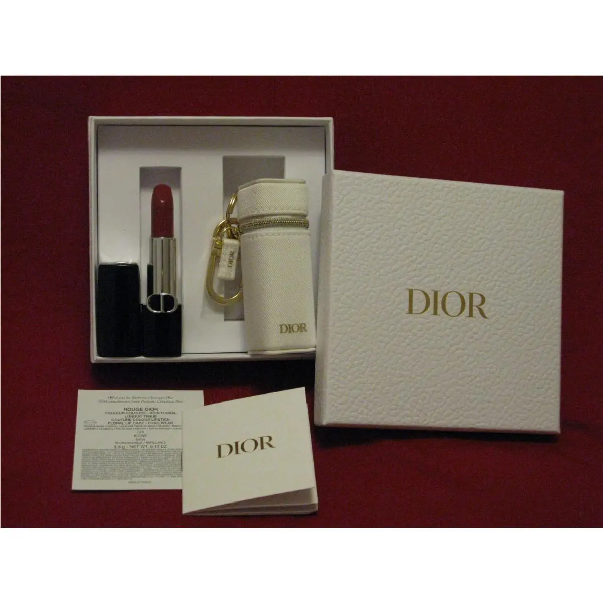 Dior Rouge Lipstick `icone` 720 Full Sz Lipstick Case Gift Set Beautiful