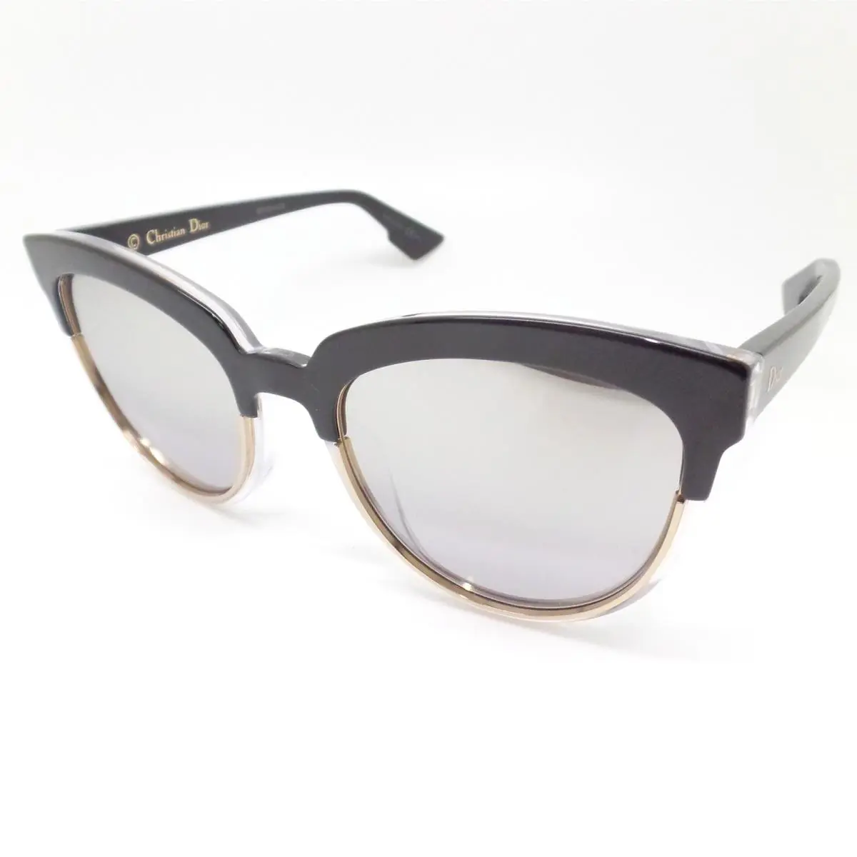 Christian Dior Sight 1 KAX96 Black Gold Silver Mirror Sunglasses
