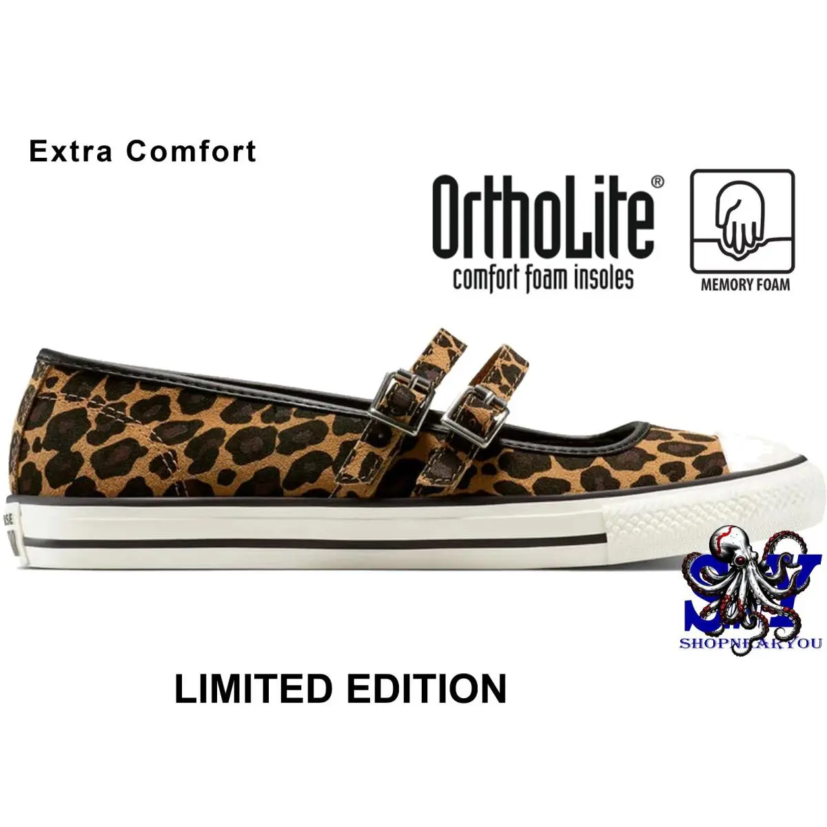 Converse Women`s Chuck Taylor All Star Dainty Mary Jane Leopard Suede - Brown