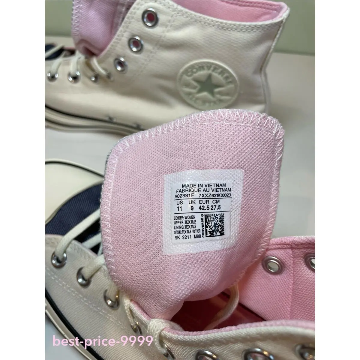 Converse shoes - Converse Chuck Taylor All Star High Top - A02881F - White - Pink - Blue 9