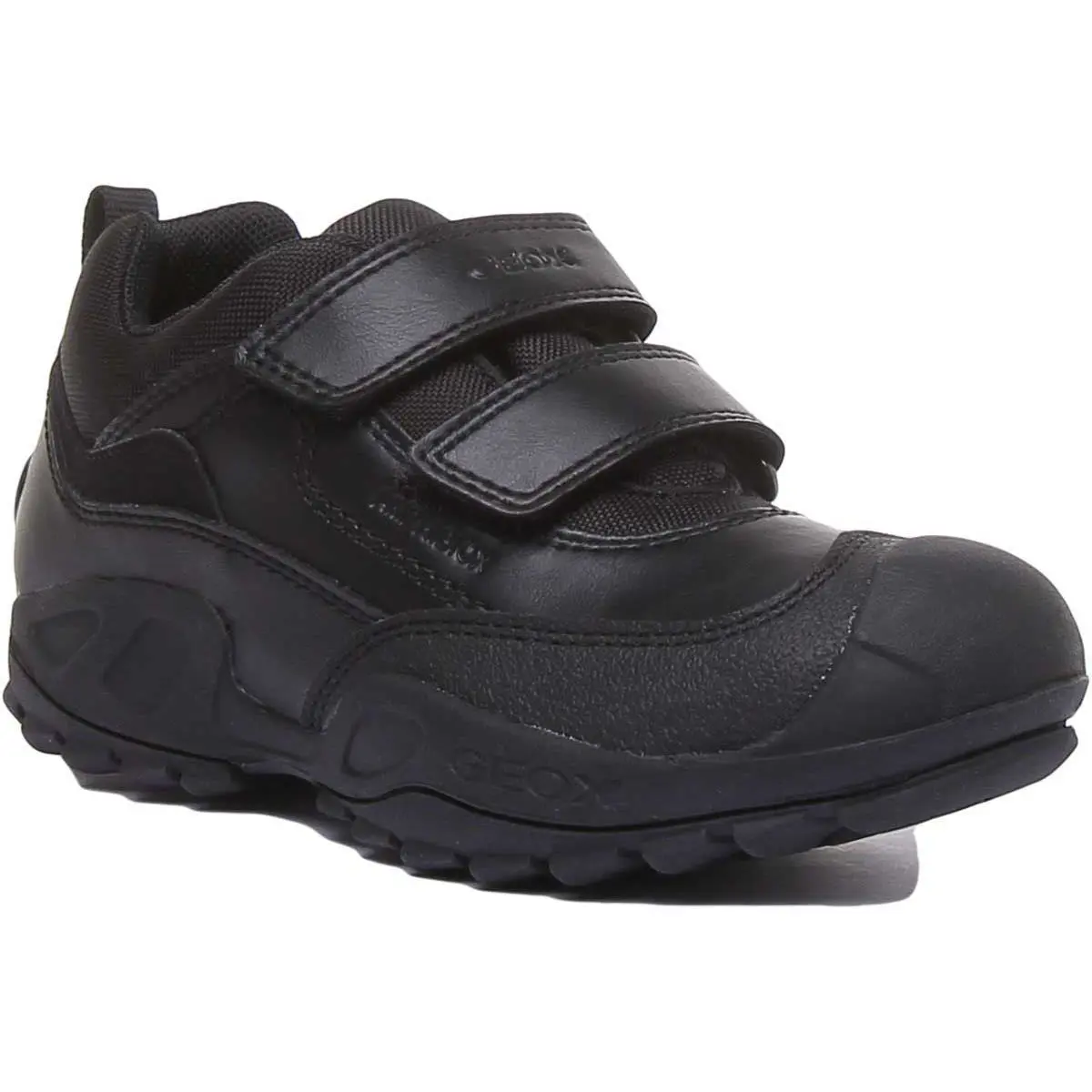 Geox Savage Geox 2 Strap Slip Junior Trainer Boys Shoes In Black US 1- 13