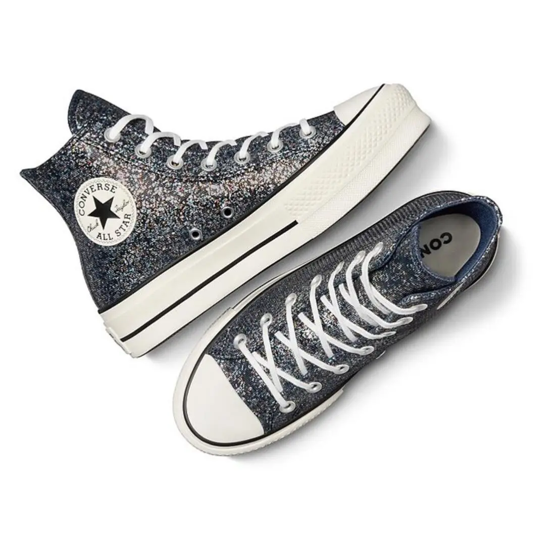 Converse Chuck Taylor All Star Lift High-top Platform Black w Multicolor Glitter W7