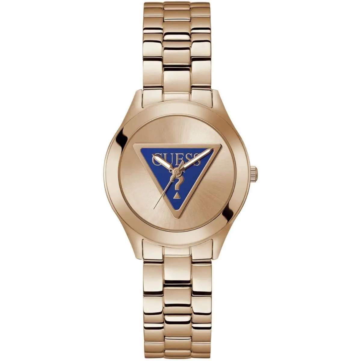 Guess Women`s Watch Tri Plaque Quartz Rose Gold Dial Bracelet GW0675L3