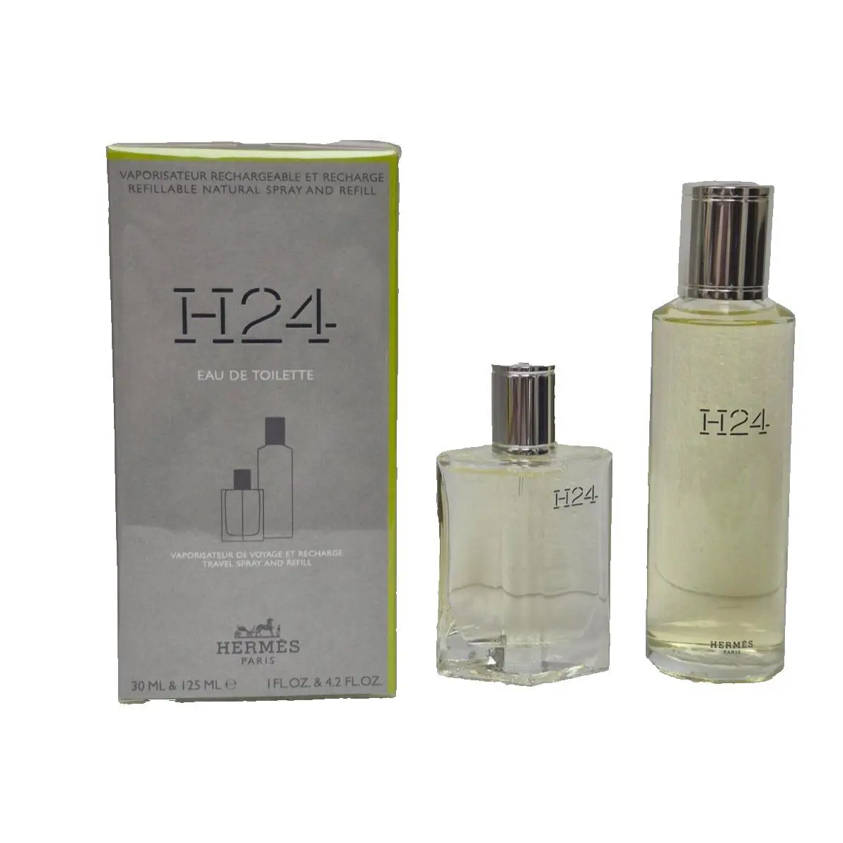 Hermes H24 Men Duo 1 oz Edt Spray Travel Refillable 4.2 Edt Refill