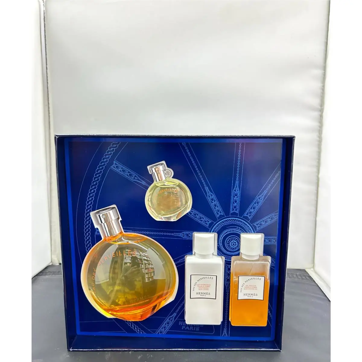 Hermes Eau Des Merveilles 4 PC Set 3.3/S+M+L+SG