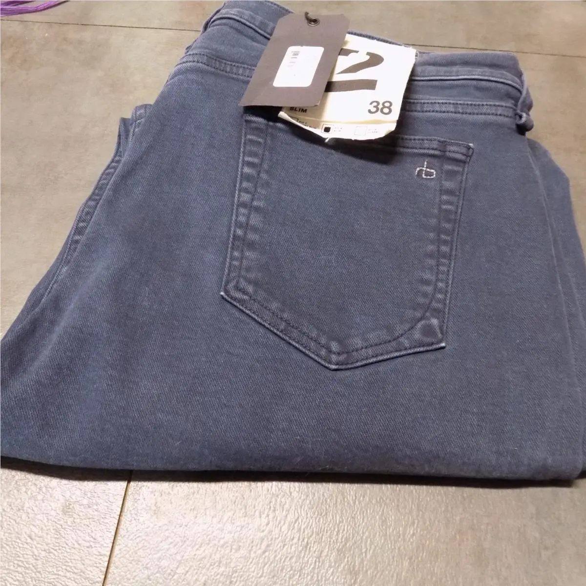 Rag Bone Men`s Size 38x29 Fit 2 Slim Dark French Blue Denim Jeans Usa