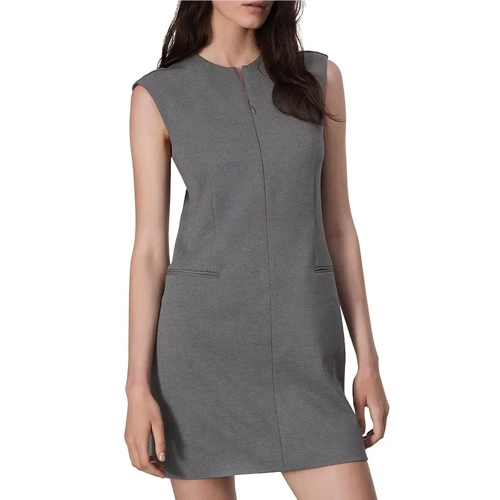 Rag Bone Tina Ponte Shift Dress Women`s 2 Charcoal Sleeveless Zip Closure