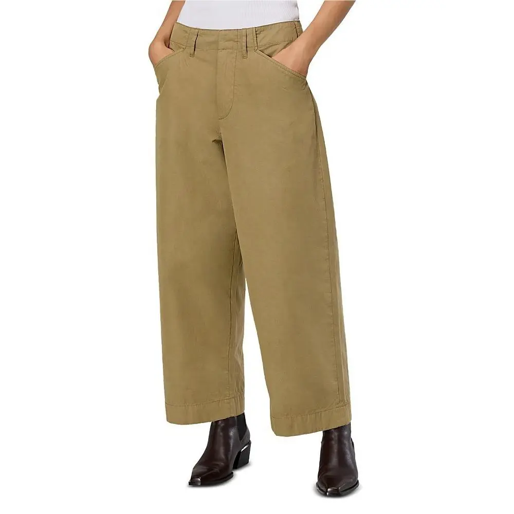 Rag Bone Banks Wide Leg Ankle Pants Women`s 0 Green Zip Fly Hook Bar Closure