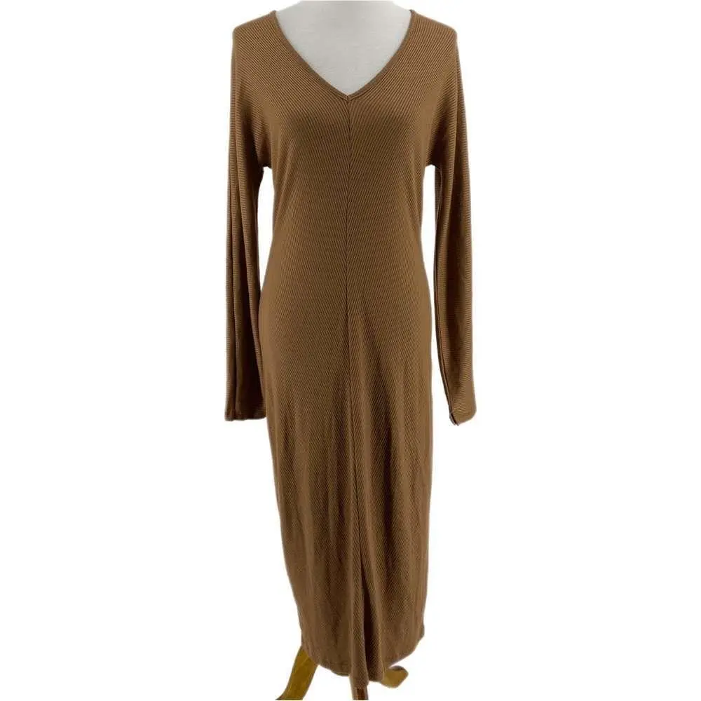 Brown Rag Bone Caramel Long Sleeve Knit Maxi Dress by Rag & Bone