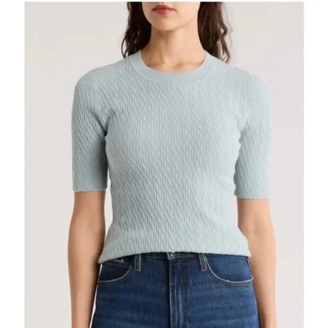 Rag Bone Tam Crew Short Sleeve Blue Fog Size: XS by Rag & Bone