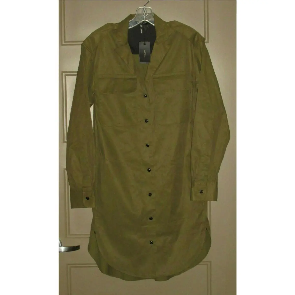Rag Bone Dark Olive Mason Button Up Shirt Dress Women`s Small MAR50a