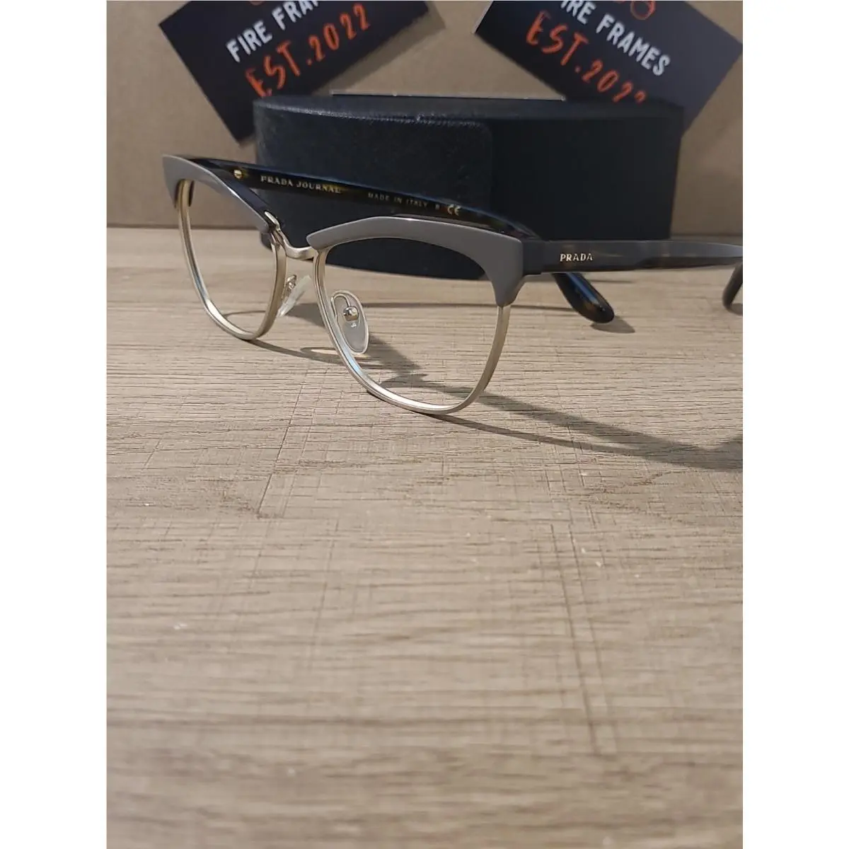Prada Journal Vpr 14S TFL-101 Grey/tortoise Eyeglasses Frames Italy 55-16-140