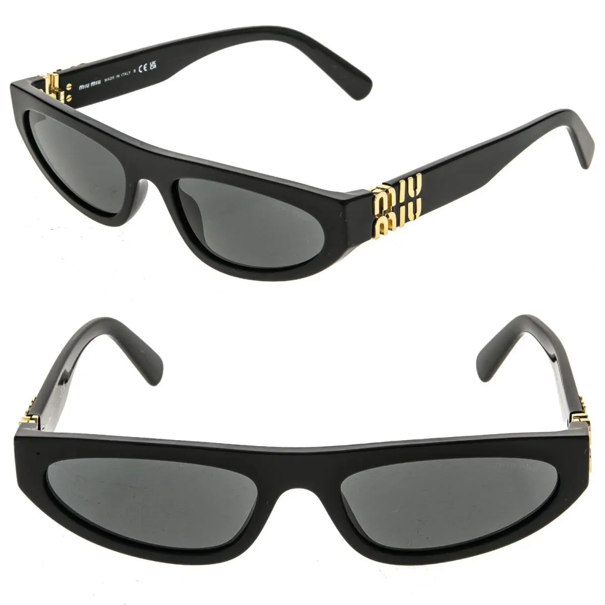 Miu Miu MU07ZS Glipmse Logo 07Z Black Logo Cat Luxury Fashion Viral Sunglasses