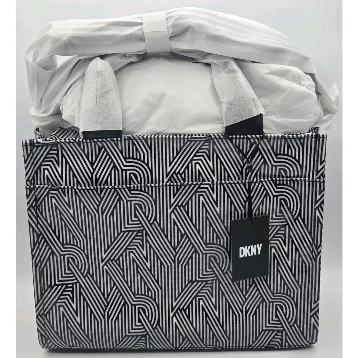 Dkny Hadlee Medium Tote Crossbody Bag - Black White - R41AIR57 Bsv