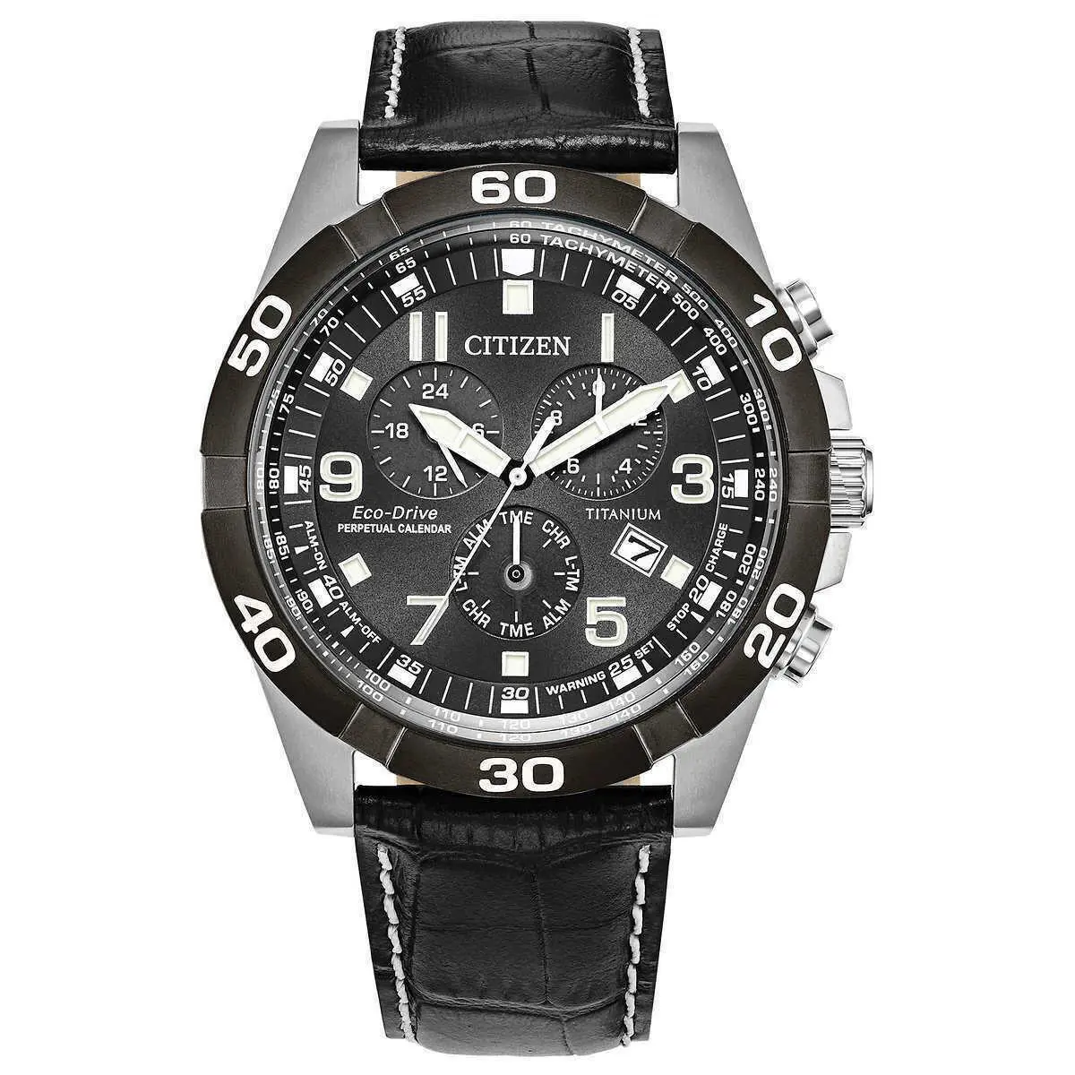 Citizen BL5558-15H Eco-drive Brycen Super Titanium Men`s Chronograph Watch - Dial: Black, Band: Black