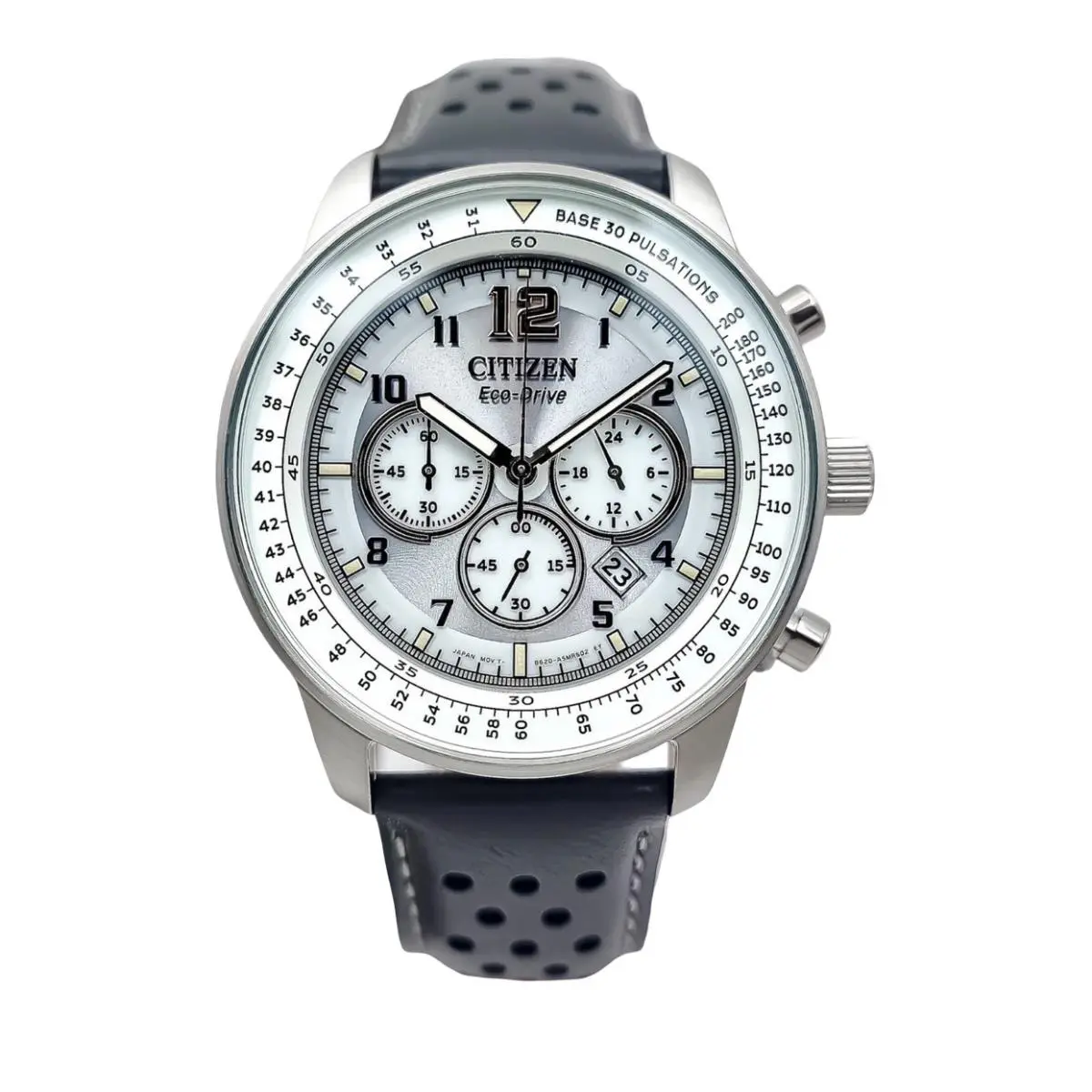 Citizen Gray Dial Chronograph Date Indicator CA4500-24H Leather Band Men`s Watch