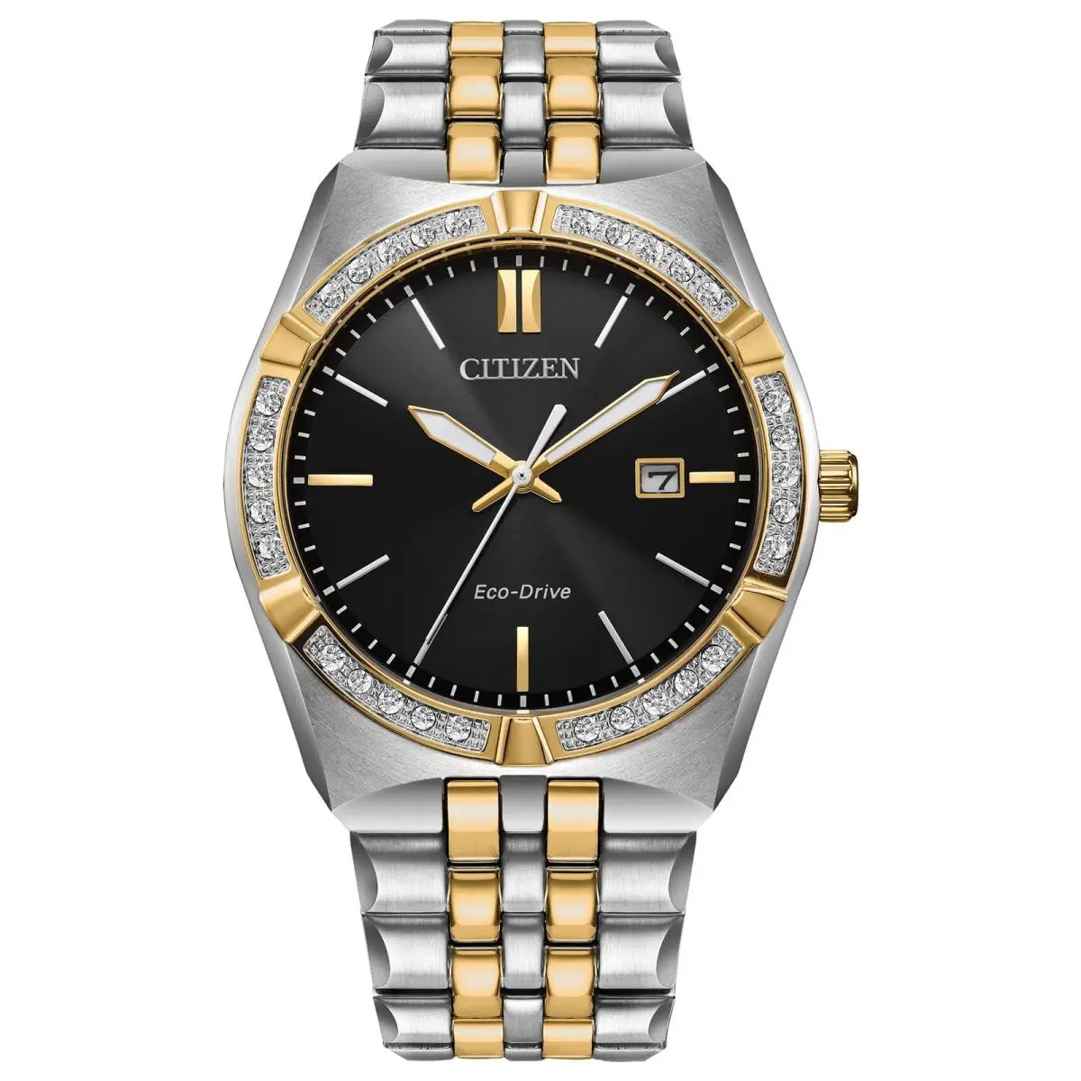 BM7644-51E Men Eco-drive Corso Two Tone Diamond Bezel Watch Date by Citizen