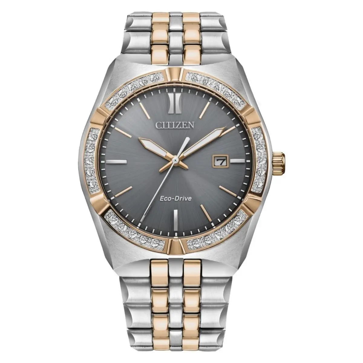 Citizen Men`s Eco-drive Grey Dial Watch - BM7646-55H - Dial: Grey, Band: Two-tone