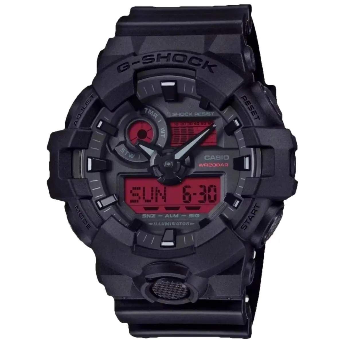 Casio G-shock GA700BBR-1A Black Bold Red Analog Digital Men`s Watch 200M